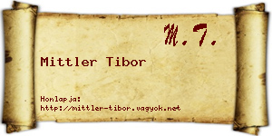 Mittler Tibor névjegykártya